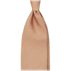 Viola Milano Ties & Bow Ties-- Chain Circle Selftipped Italian Silk Tie - Orange - Handmade in Italy - Luxury Exclusive Collection - Avvenice