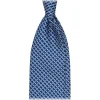 Viola Milano Ties & Bow Ties-- Chain Circle Handprinted Selftipped Silk Tie - Navy/White - Handmade in Italy - Luxury Exclusive Collection - Avvenice
