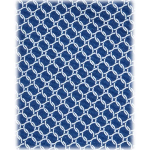 Viola Milano Ties & Bow Ties-- Chain Circle Handprinted Selftipped Silk Tie - Navy/White - Handmade in Italy - Luxury Exclusive Collection - Avvenice