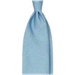 Viola Milano Ties & Bow Ties-- Chain Circle Selftipped Italian Silk Tie - Light Blue - Handmade in Italy - Luxury Exclusive Collection - Avvenice