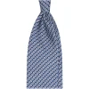 Viola Milano Ties & Bow Ties-- Chain Maillon Selftipped Italian Silk Tie - Navy / White - Made in Italy - Luxury Exclusive Collection - Avvenice