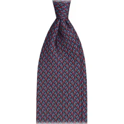 Viola Milano Ties & Bow Ties-- Chain Pattern Selftipped Silk Tie - Navy - Handmade in Italy - Luxury Exclusive Collection - Avvenice