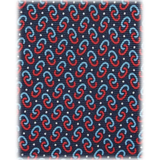 Viola Milano Ties & Bow Ties-- Chain Pattern Selftipped Silk Tie - Navy - Handmade in Italy - Luxury Exclusive Collection - Avvenice