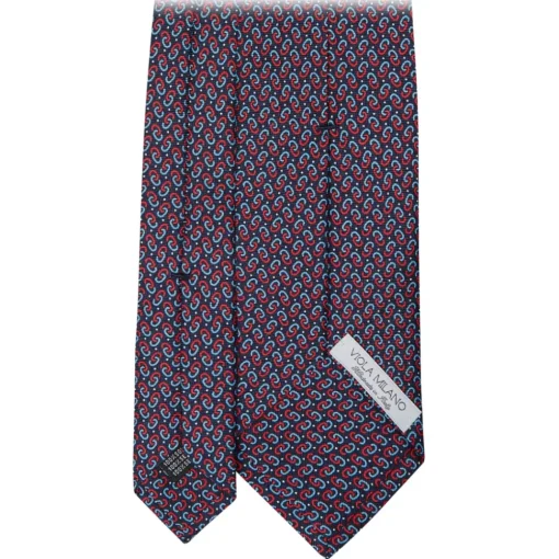Viola Milano Ties & Bow Ties-- Chain Pattern Selftipped Silk Tie - Navy - Handmade in Italy - Luxury Exclusive Collection - Avvenice