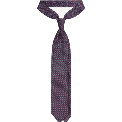 Viola Milano Ties & Bow Ties-- Chain Pattern Selftipped Silk Tie - Navy - Handmade in Italy - Luxury Exclusive Collection - Avvenice