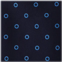 Viola Milano Ties & Bow Ties-- Circle Printed Selftipped Italian Silk Tie - Navy / Sea - Made in Italy - Luxury Exclusive Collection - Avvenice