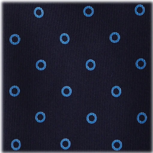 Viola Milano Ties & Bow Ties-- Circle Printed Selftipped Italian Silk Tie - Navy / Sea - Made in Italy - Luxury Exclusive Collection - Avvenice