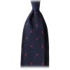 Viola Milano Ties & Bow Ties-- Classic Polka Dot 3-Fold Grenadine Tie - Navy / Red - Made in Italy - Luxury Exclusive Collection - Avvenice