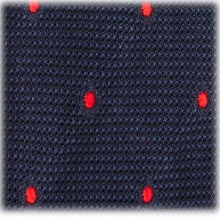 Viola Milano Ties & Bow Ties-- Classic Polka Dot 3-Fold Grenadine Tie - Navy / Red - Made in Italy - Luxury Exclusive Collection - Avvenice