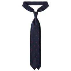 Viola Milano Ties & Bow Ties-- Classic Polka Dot 3-Fold Grenadine Tie - Navy / Red - Made in Italy - Luxury Exclusive Collection - Avvenice