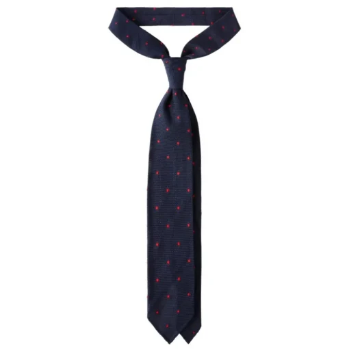 Viola Milano Ties & Bow Ties-- Classic Polka Dot 3-Fold Grenadine Tie - Navy / Red - Made in Italy - Luxury Exclusive Collection - Avvenice