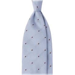 Viola Milano Ties & Bow Ties-- Classic Polka Dot 3-Fold Grenadine Tie - Light Blue/Brown - Handmade in Italy - Luxury Exclusive Collection - Avvenice