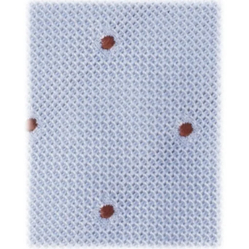 Viola Milano Ties & Bow Ties-- Classic Polka Dot 3-Fold Grenadine Tie - Light Blue/Brown - Handmade in Italy - Luxury Exclusive Collection - Avvenice