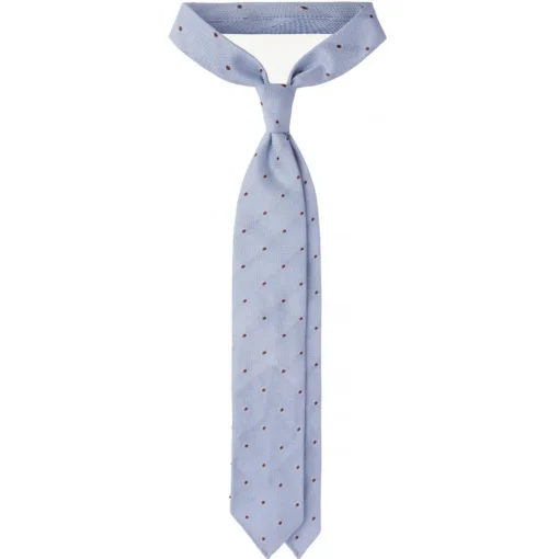 Viola Milano Ties & Bow Ties-- Classic Polka Dot 3-Fold Grenadine Tie - Light Blue/Brown - Handmade in Italy - Luxury Exclusive Collection - Avvenice