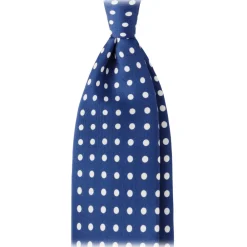 Viola Milano Ties & Bow Ties-- Classic Polka Dot Selftipped Silk Tie - Blue/White - Handmade in Italy - Luxury Exclusive Collection - Avvenice