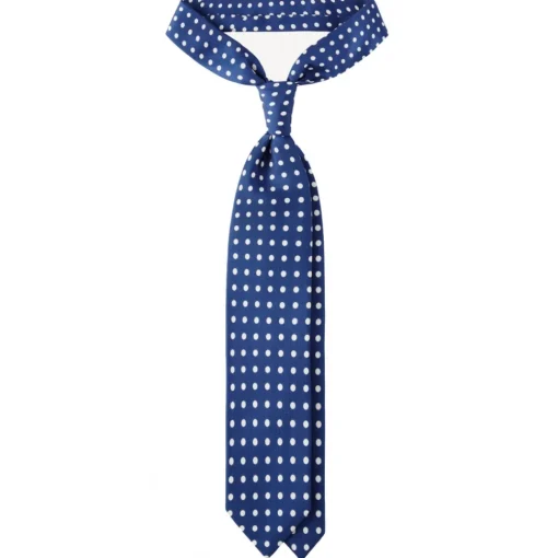 Viola Milano Ties & Bow Ties-- Classic Polka Dot Selftipped Silk Tie - Blue/White - Handmade in Italy - Luxury Exclusive Collection - Avvenice