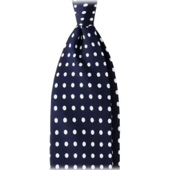 Viola Milano Ties & Bow Ties-- Classic Polka Dot Selftipped Silk Tie - Navy - Handmade in Italy - Luxury Exclusive Collection - Avvenice