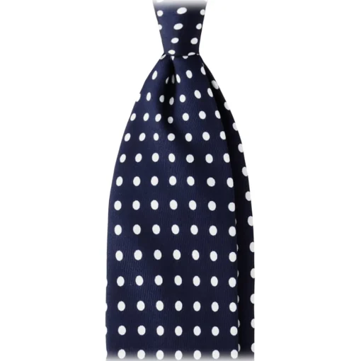 Viola Milano Ties & Bow Ties-- Classic Polka Dot Selftipped Silk Tie - Navy - Handmade in Italy - Luxury Exclusive Collection - Avvenice