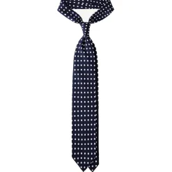 Viola Milano Ties & Bow Ties-- Classic Polka Dot Selftipped Silk Tie - Navy - Handmade in Italy - Luxury Exclusive Collection - Avvenice