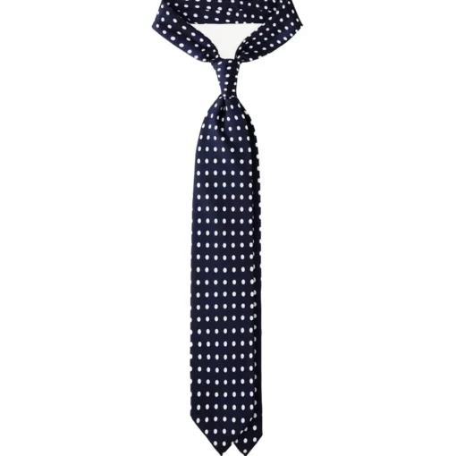 Viola Milano Ties & Bow Ties-- Classic Polka Dot Selftipped Silk Tie - Navy - Handmade in Italy - Luxury Exclusive Collection - Avvenice