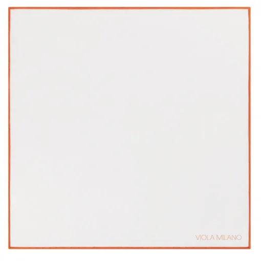 Viola Milano Ties & Bow Ties-- Classic Shoestring 100% Cotton Pocket Square - Orange - Handmade in Italy - Luxury Exclusive Collection - Avvenice