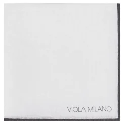 Viola Milano Ties & Bow Ties-- Classic Shoestring 100% Linen Pocket Square - Black - Handmade in Italy - Luxury Exclusive Collection - Avvenice