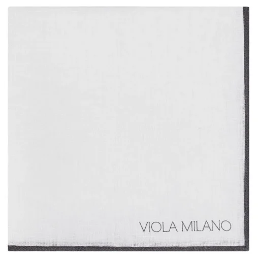 Viola Milano Ties & Bow Ties-- Classic Shoestring 100% Linen Pocket Square - Black - Handmade in Italy - Luxury Exclusive Collection - Avvenice