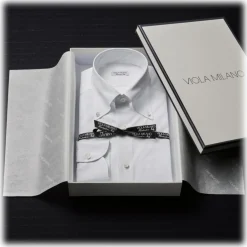 Viola Milano Shirts-- Classic Solid Button-Down Collar Dress Shirt - White - Handmade in Italy - Luxury Exclusive Collection - Avvenice