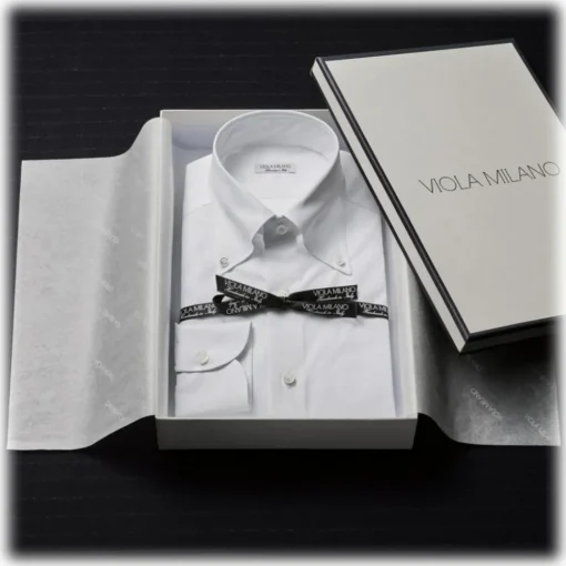 Viola Milano Shirts-- Classic Solid Button-Down Collar Dress Shirt - White - Handmade in Italy - Luxury Exclusive Collection - Avvenice