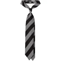 Viola Milano Ties & Bow Ties-- Classic Stripe 3-Fold Grenadine Tie - Brown/White - Handmade in Italy - Luxury Exclusive Collection - Avvenice