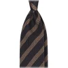 Viola Milano Ties & Bow Ties-- Classic Stripe 3-Fold Grenadine Tie - Charcoal Navy/Taupe - Handmade in Italy - Luxury Exclusive Collection - Avvenice