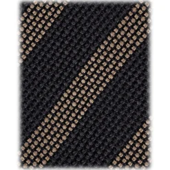 Viola Milano Ties & Bow Ties-- Classic Stripe 3-Fold Grenadine Tie - Charcoal Navy/Taupe - Handmade in Italy - Luxury Exclusive Collection - Avvenice