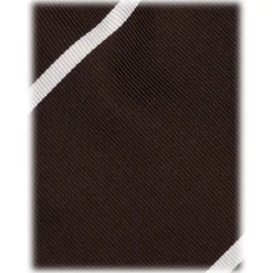 Viola Milano Ties & Bow Ties-- Classic Stripe Selftipped Woven Silk Jacquard Tie - Brown/White - Handmade in Italy - Luxury Exclusive Collection - Avvenice