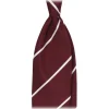 Viola Milano Ties & Bow Ties-- Classic Stripe Selftipped Woven Silk Jacquard Tie - Wine/White - Handmade in Italy - Luxury Exclusive Collection - Avvenice