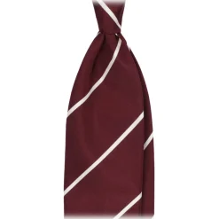 Viola Milano Ties & Bow Ties-- Classic Stripe Selftipped Woven Silk Jacquard Tie - Wine/White - Handmade in Italy - Luxury Exclusive Collection - Avvenice