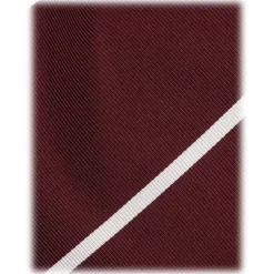 Viola Milano Ties & Bow Ties-- Classic Stripe Selftipped Woven Silk Jacquard Tie - Wine/White - Handmade in Italy - Luxury Exclusive Collection - Avvenice