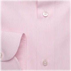 Viola Milano Shirts-- Classic Stripe Cut-Away Collar Dress Shirt - Pink/White - Handmade in Italy - Luxury Exclusive Collection - Avvenice
