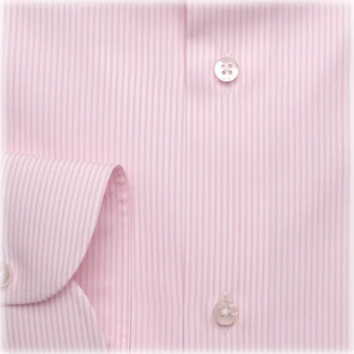 Viola Milano Shirts-- Classic Stripe Cut-Away Collar Dress Shirt - Pink/White - Handmade in Italy - Luxury Exclusive Collection - Avvenice