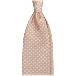 Viola Milano Ties & Bow Ties-- Clover Floral Selftipped Italian Silk Tie - Sand - Handmade in Italy - Luxury Exclusive Collection - Avvenice