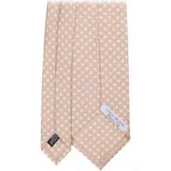 Viola Milano Ties & Bow Ties-- Clover Floral Selftipped Italian Silk Tie - Sand - Handmade in Italy - Luxury Exclusive Collection - Avvenice
