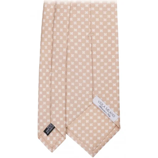 Viola Milano Ties & Bow Ties-- Clover Floral Selftipped Italian Silk Tie - Sand - Handmade in Italy - Luxury Exclusive Collection - Avvenice