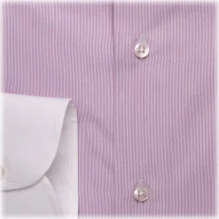 Viola Milano Shirts-- Contrast Collar Shirt - Viola and White - Handmade in Italy - Luxury Exclusive Collection - Avvenice