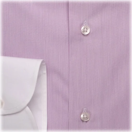 Viola Milano Shirts-- Contrast Collar Shirt - Viola and White - Handmade in Italy - Luxury Exclusive Collection - Avvenice
