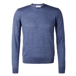 Viola Milano Knitwears-- Crew-Neck Merino Jumper - Sea Blue - Handmade in Italy - Luxury Exclusive Collection - Avvenice