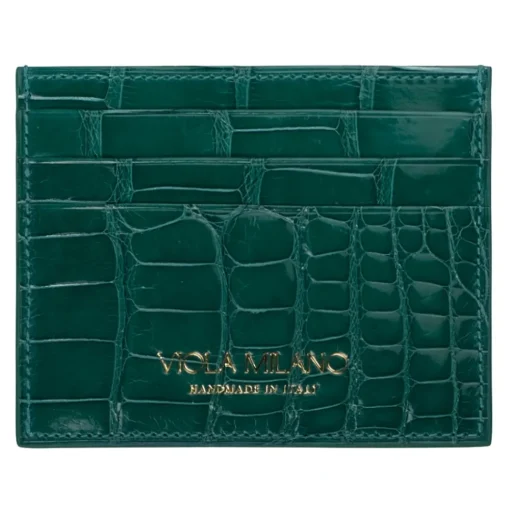 Viola Milano Wallets-- Crocodile Credit Card Holder - Green - Handmade in Italy - Luxury Exclusive Collection - Avvenice