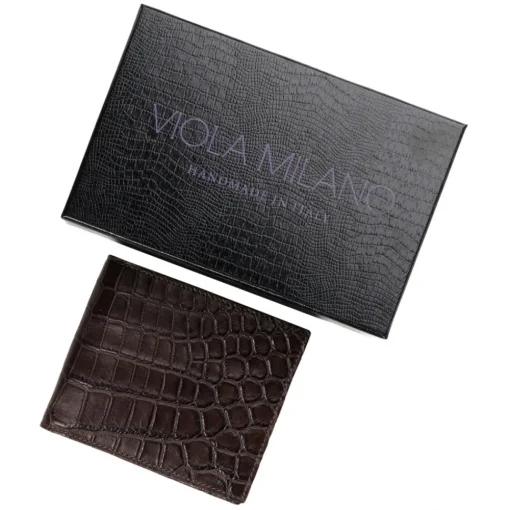 Viola Milano Wallets-- Crocodile Slim Wallet - Brown - Handmade in Italy - Luxury Exclusive Collection - Avvenice