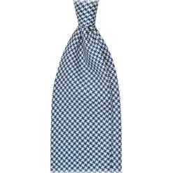 Viola Milano Ties & Bow Ties-- Cross Pattern Selftipped Silk Tie - Navy/White - Handmade in Italy - Luxury Exclusive Collection - Avvenice