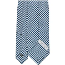 Viola Milano Ties & Bow Ties-- Cross Pattern Selftipped Silk Tie - Navy/White - Handmade in Italy - Luxury Exclusive Collection - Avvenice