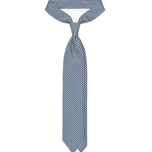 Viola Milano Ties & Bow Ties-- Cross Pattern Selftipped Silk Tie - Navy/White - Handmade in Italy - Luxury Exclusive Collection - Avvenice