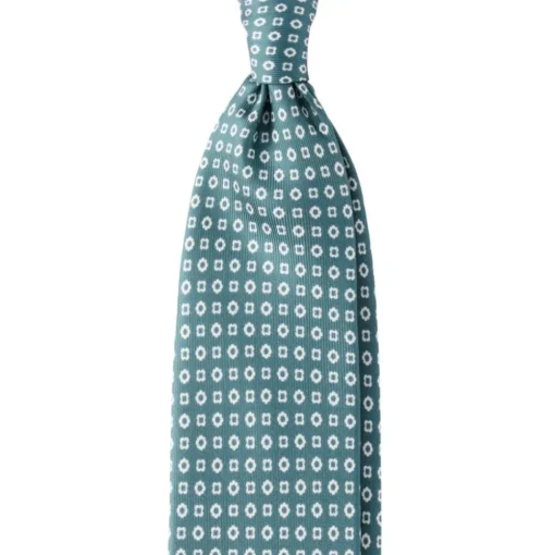 Viola Milano Ties & Bow Ties-- Cube Pattern Selftipped Silk Tie - Mint - Made in Italy - Luxury Exclusive Collection - Avvenice